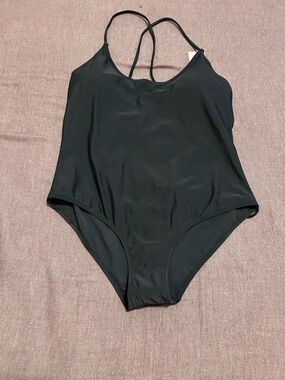 Black One-Piece Swimsuit with Strappy Back